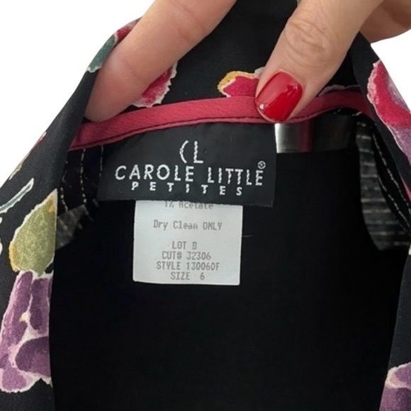 Vintage black floral striped blouse 6 - Picture 12 of 14